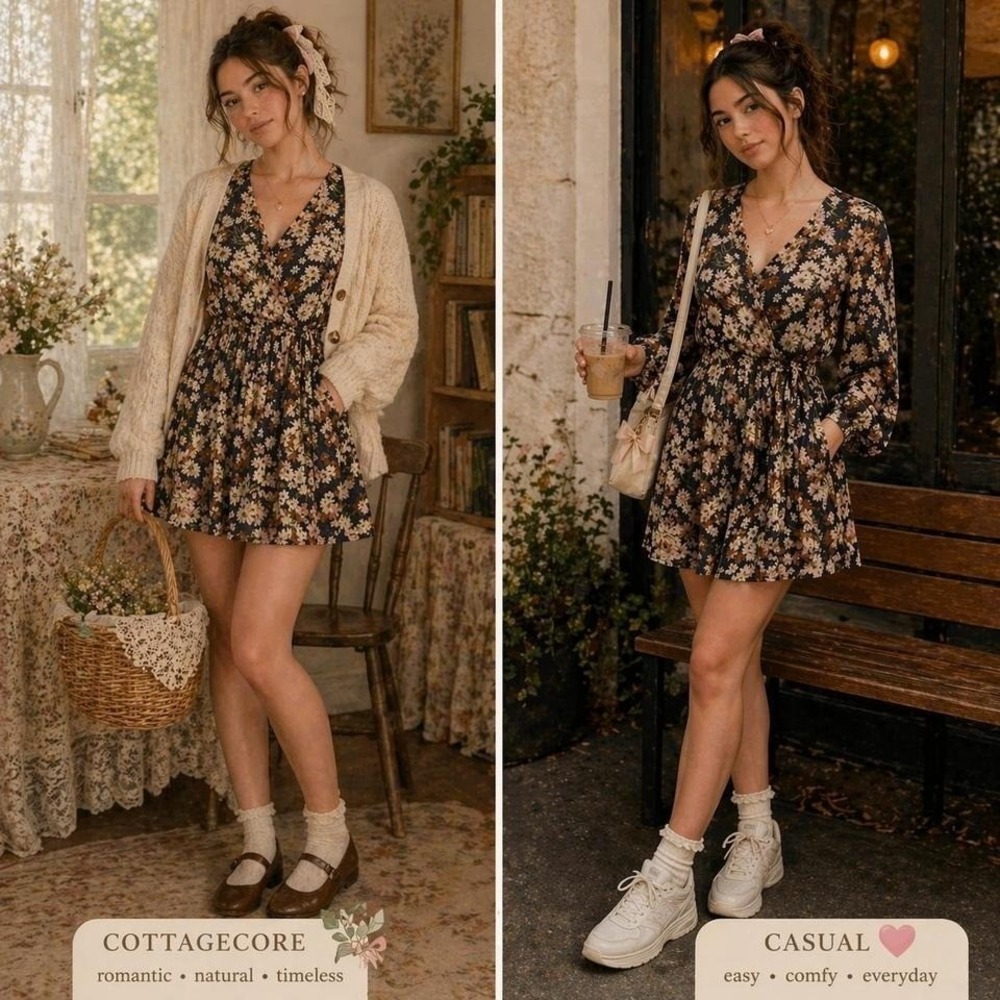 Madewell Floral Wrap Mini Dress Sz XS Cottagecore Boho Romantic Whimsical‎ Flowy